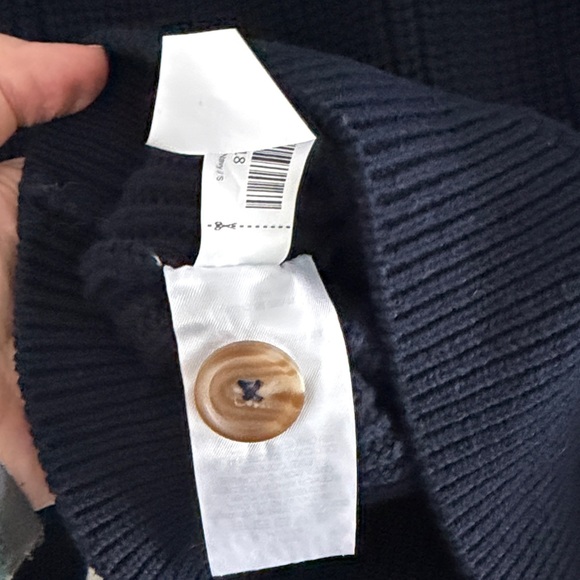 Quince Navy Ribbed Button-Front Cotton Cardigan Small - Picture 4 of 4